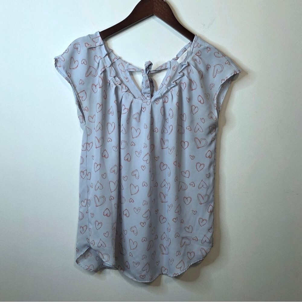 LC Lauren Conrad Love Lauren Hearts Top Keyhole Tie Back Size Medium